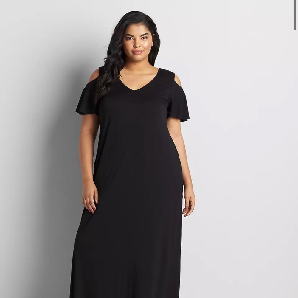 Cold-Shoulder Strappy-Back Maxi Dress